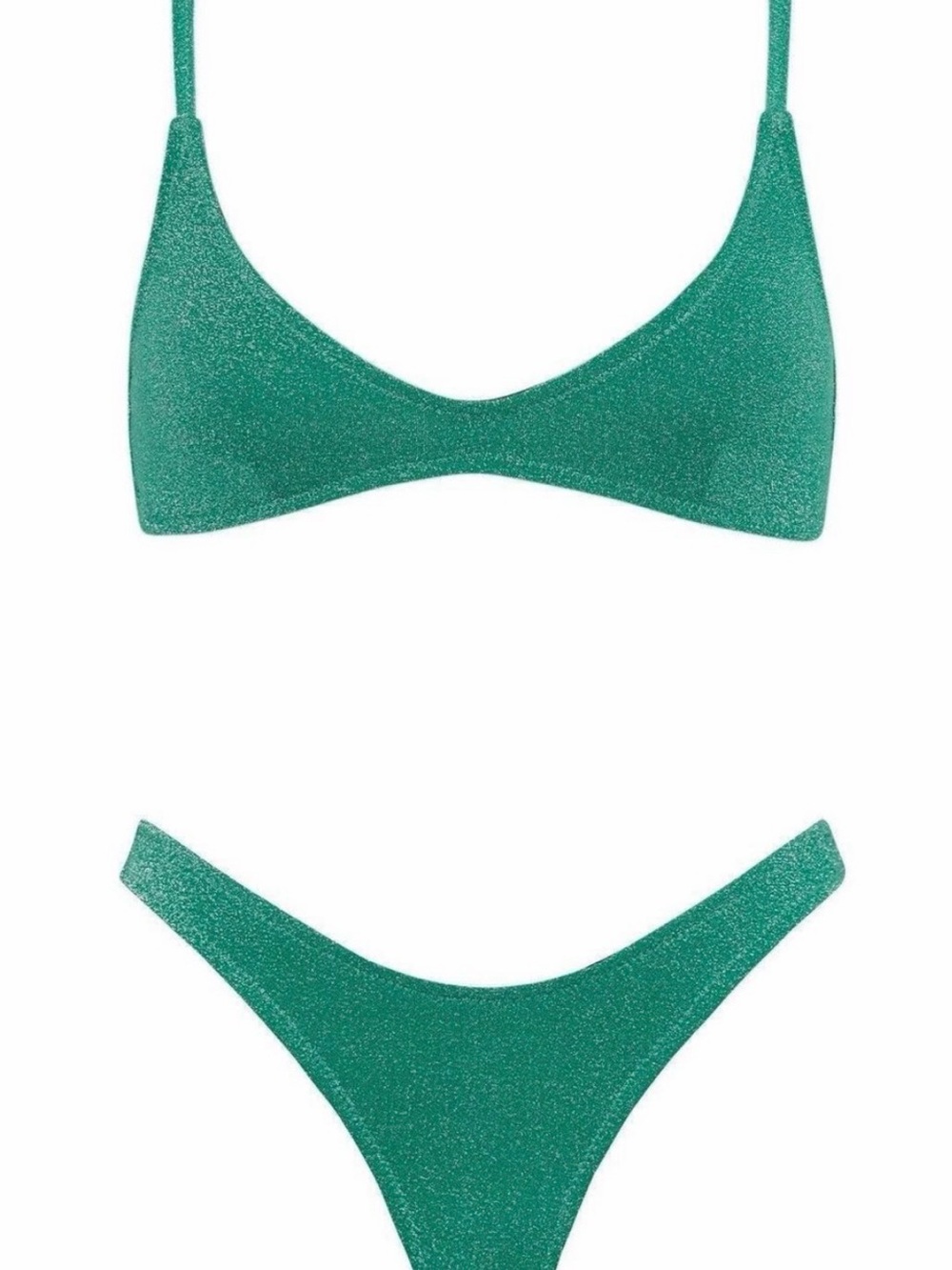 Triangl NWOT Maia size M Emerald Shimmer scoop neck Bikini Top & cheeky Bottom